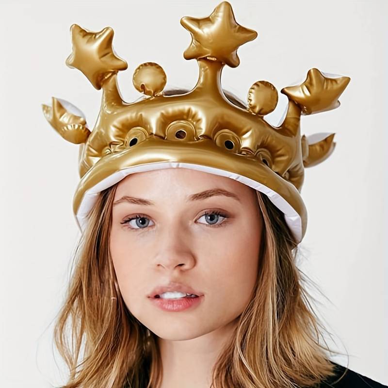 Inflatable Crown, Fancy Dress Hen Party Decorations Toy, King Hats for Party and Birthday Celebration